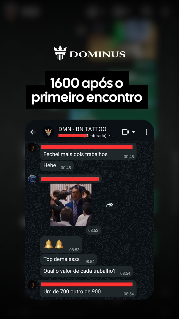 Print de conversa no WhatsApp: R$ 1.600 de retorno após o primeiro encontro